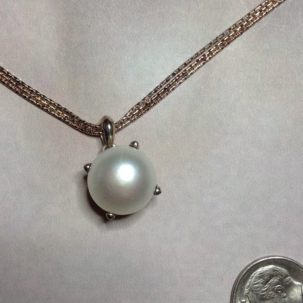 Honora White Freshwater Pearl Silver Pendant with Chain